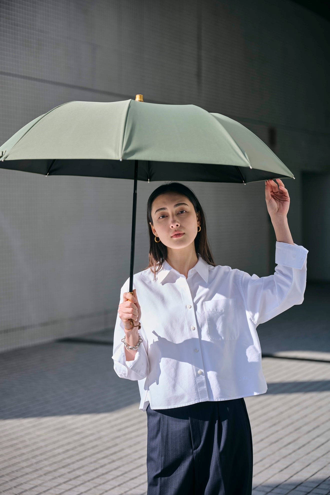 完全遮光100% 2段EASY 折りたたみ日傘/ニュートラル(55cm)