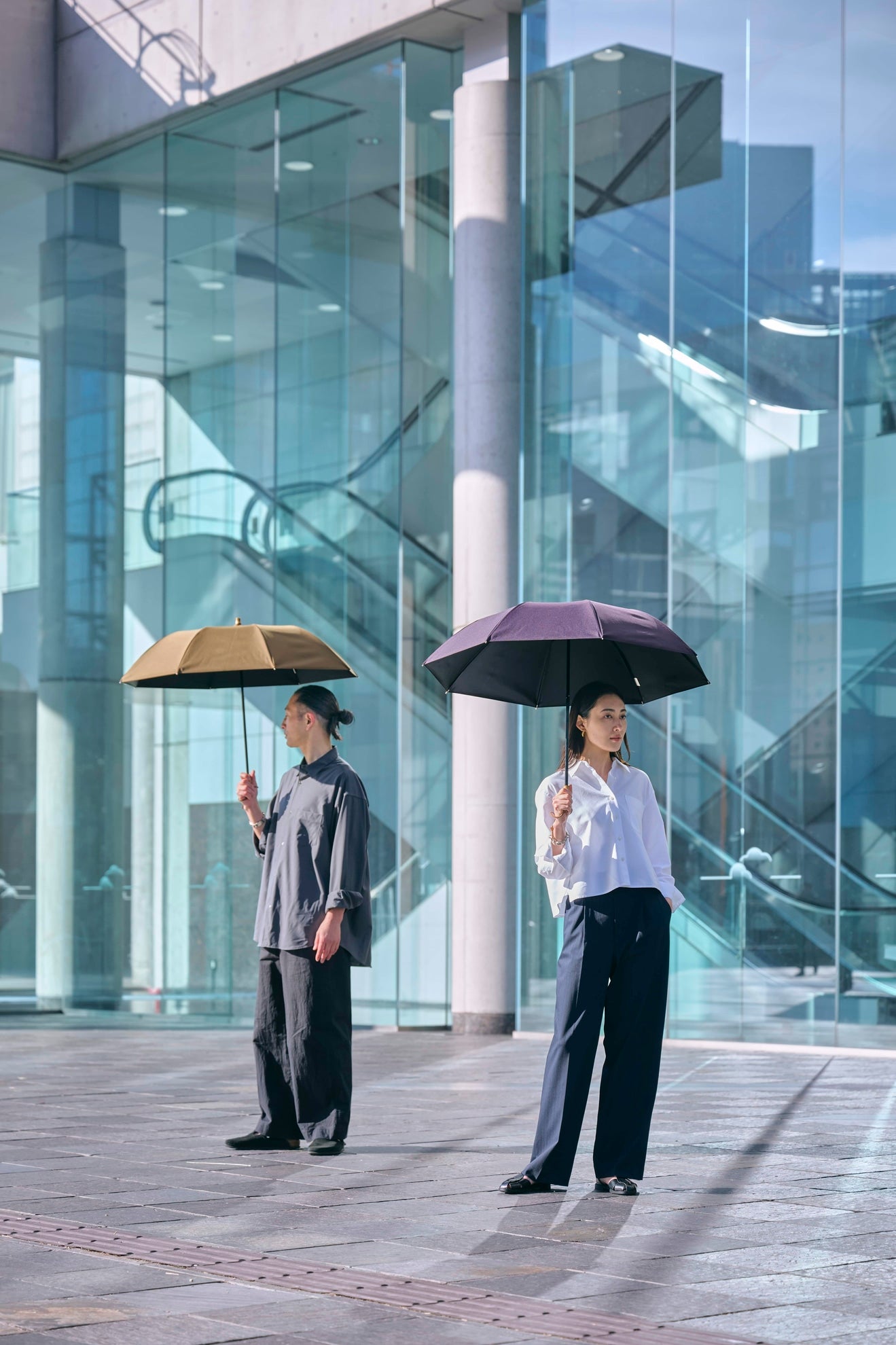 完全遮光100% 2段EASY 折りたたみ日傘/ニュートラル(55cm)