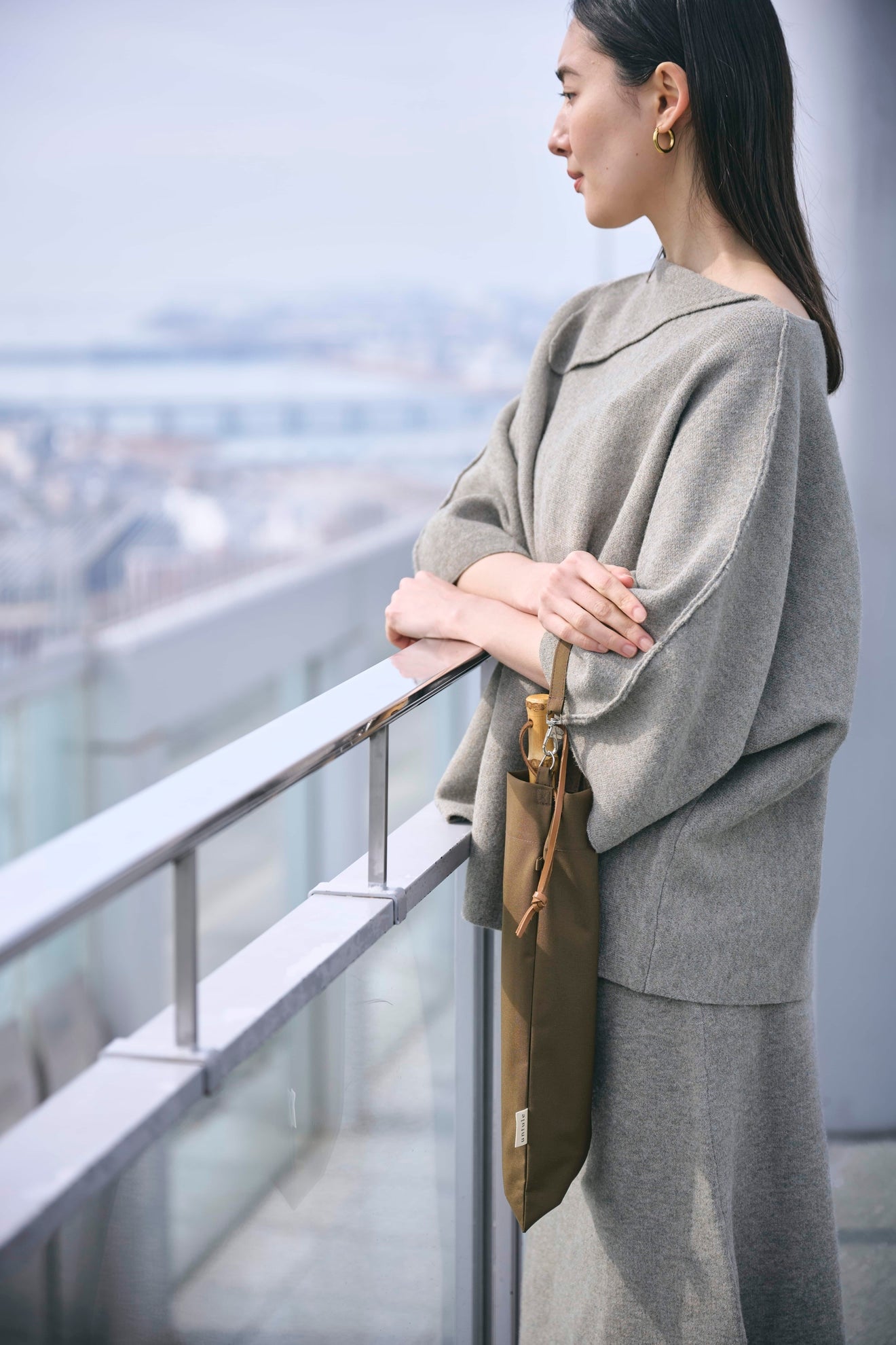 完全遮光100% 2段EASY 折りたたみ日傘/ニュートラル(55cm)