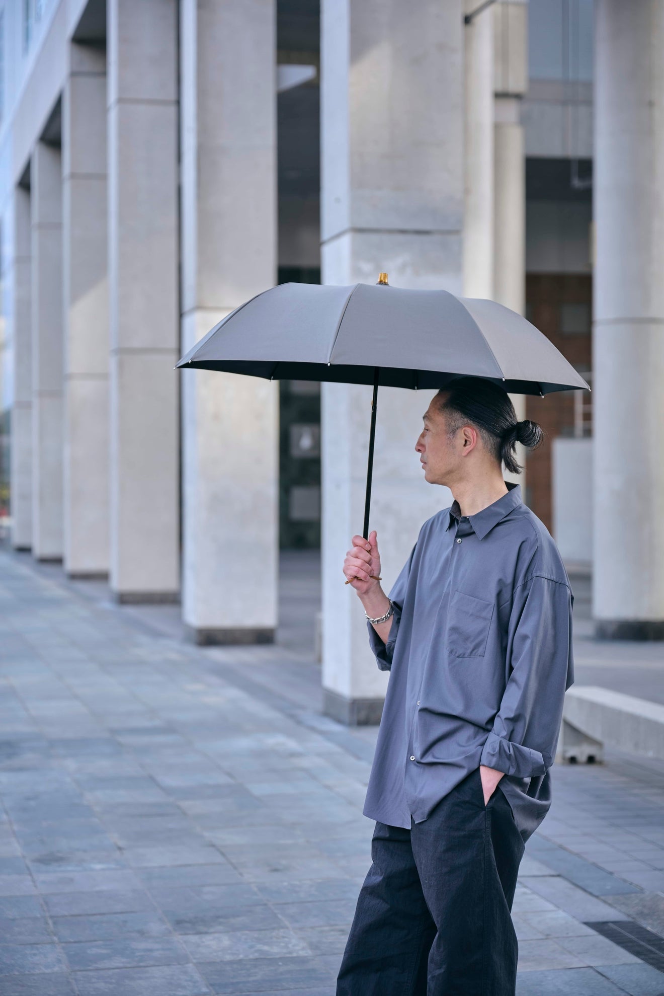 完全遮光100% 2段EASY 折りたたみ日傘/ニュートラル(55cm)