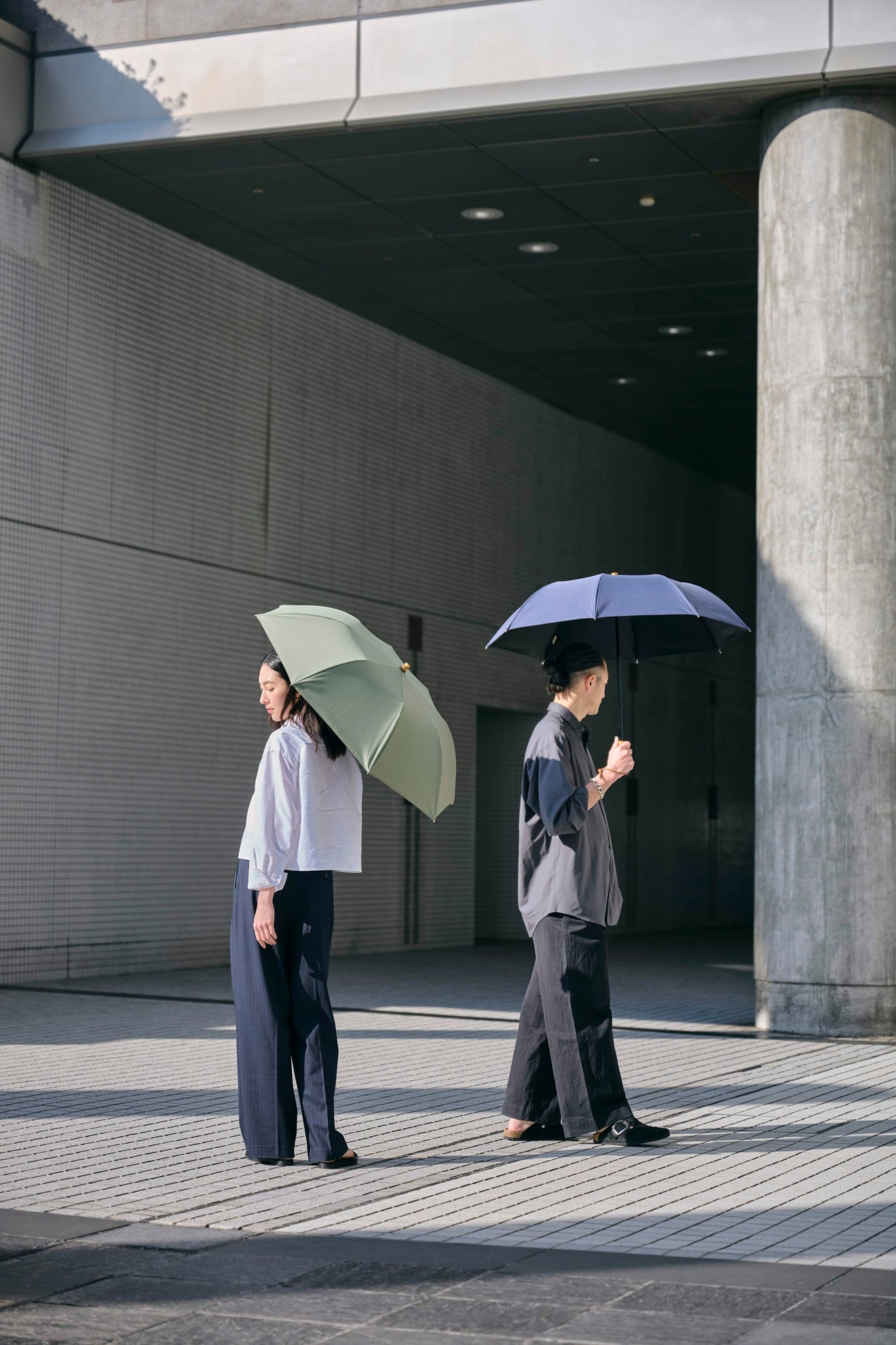 完全遮光100% 2段EASY 折りたたみ日傘/ニュートラル(55cm)