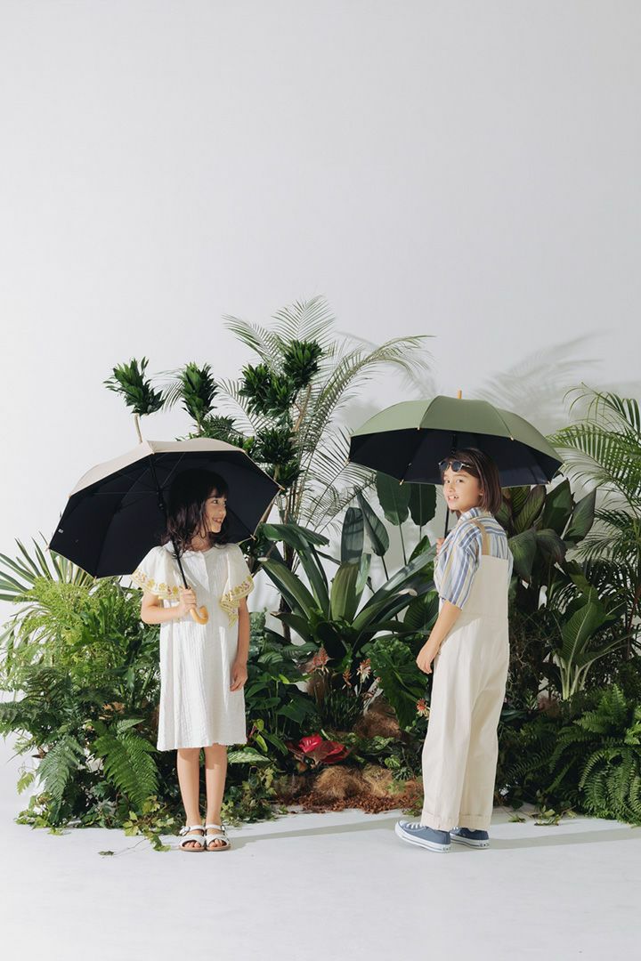 完全遮光日傘 UV100%カット 子ども日傘 ワンカラー キッズ日傘