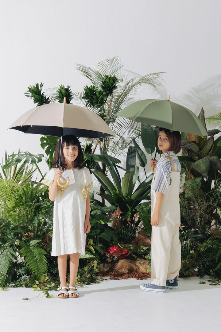 完全遮光日傘 UV100%カット 子ども日傘 ワンカラー キッズ日傘