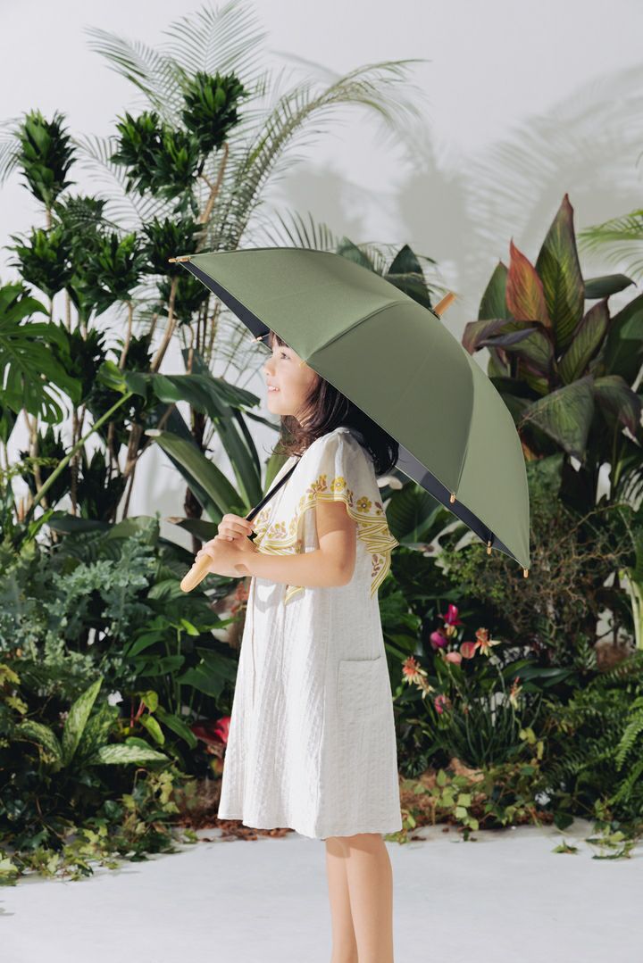 完全遮光日傘 UV100%カット 子ども日傘 ワンカラー キッズ日傘