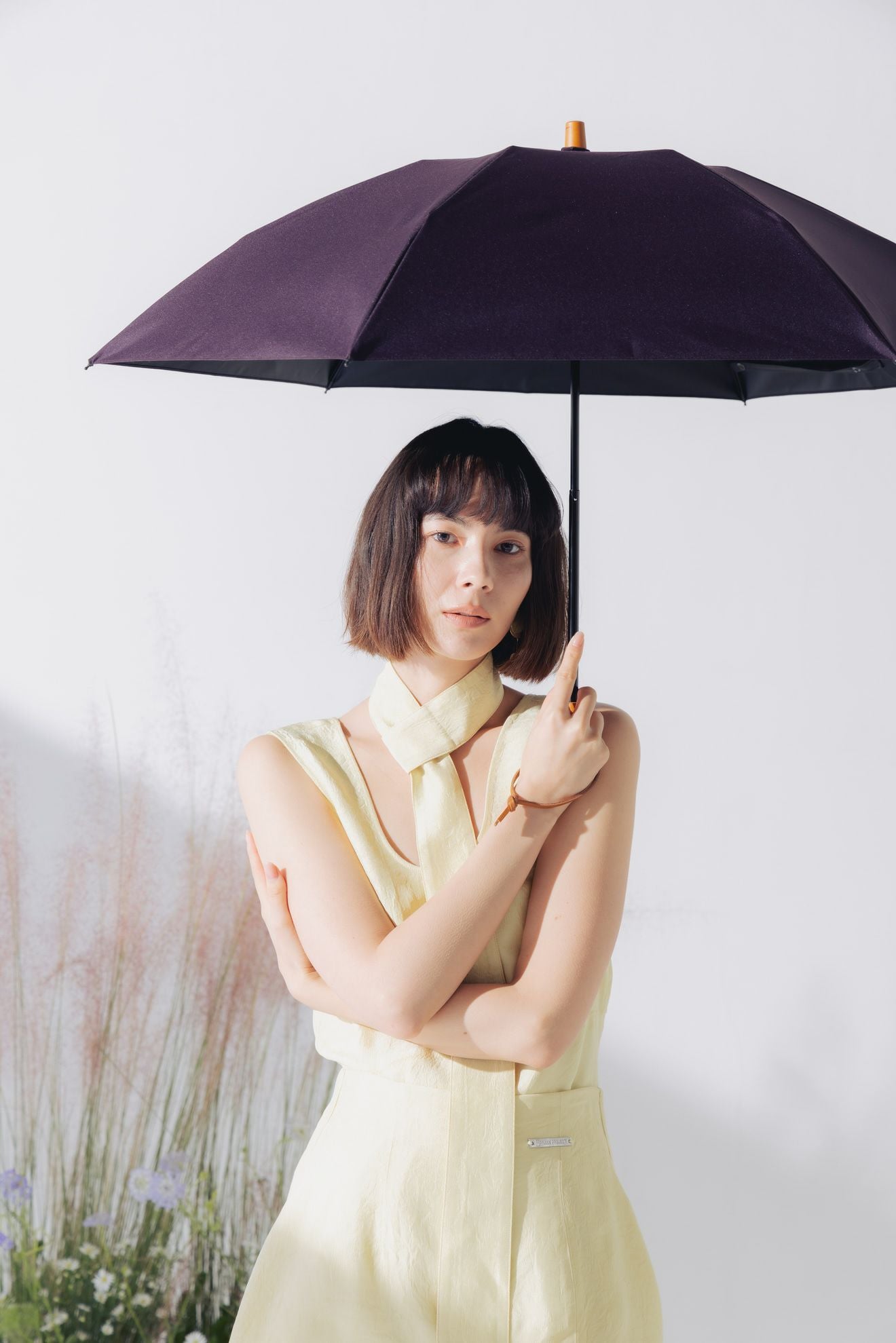 完全遮光日傘 UV100%カット 3段ミニ 折りたたみ日傘 ワンカラー